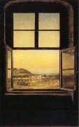 johann christian Claussen Dahl View through a Window to the Chateau of Pillnitz Sweden oil painting artist